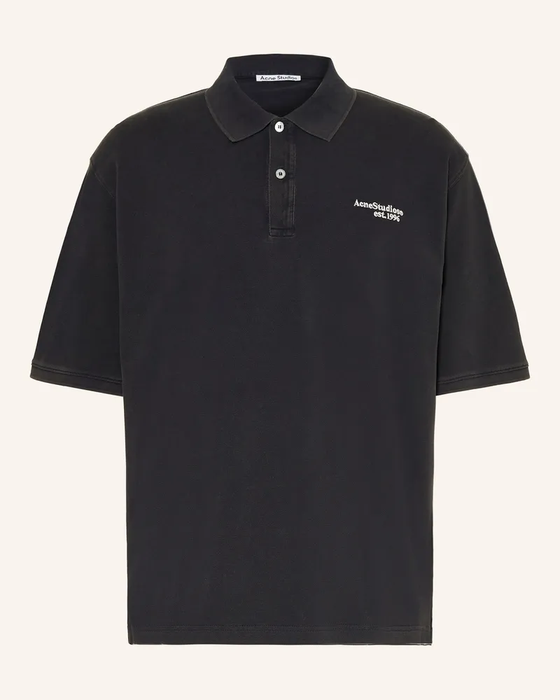 Acne Studios Piqué-Poloshirt Schwarz