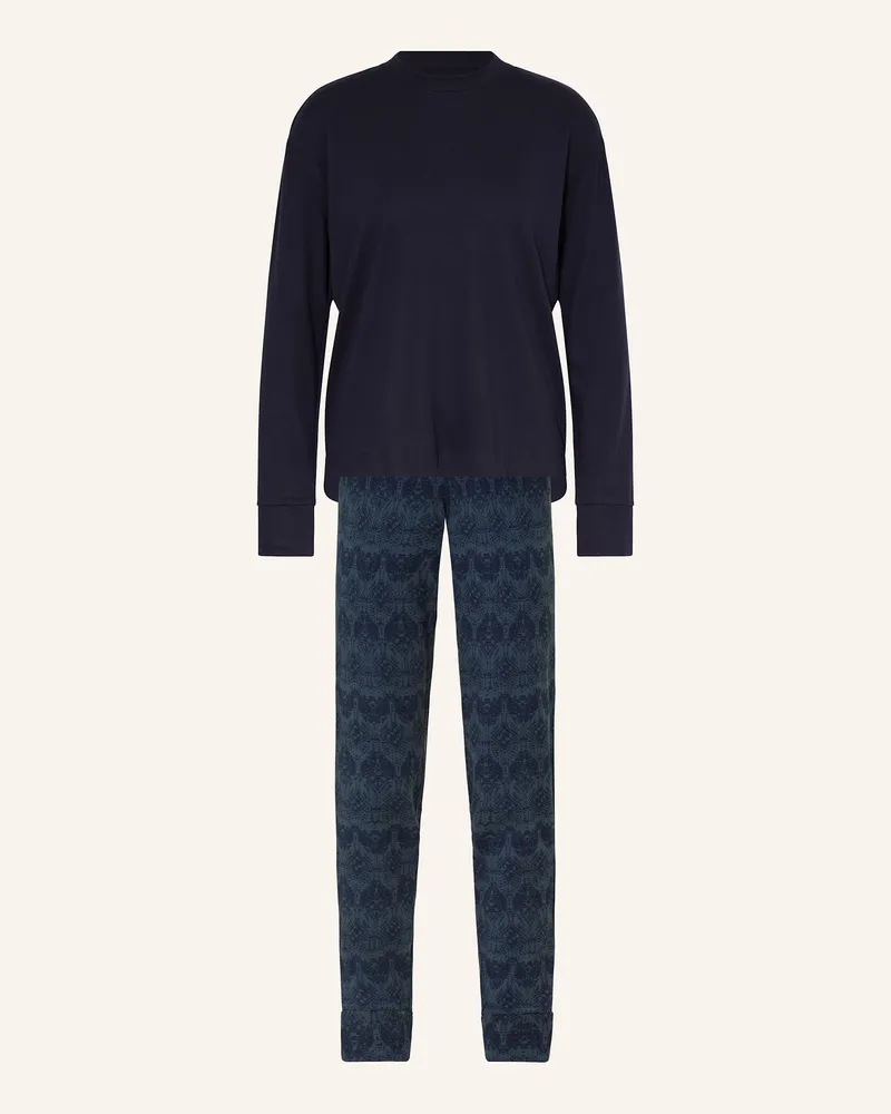 Schiesser Schlafanzug Selected Premium blau Dunkelblau