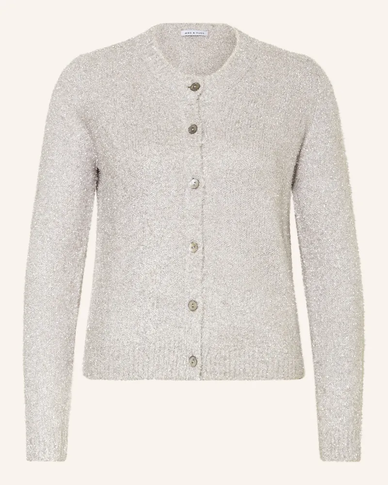 Mrs & HUGS Strickjacke mit Glitzergarn Silber