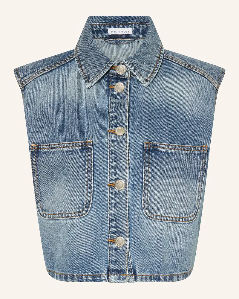Mrs & HUGS Cropped-Jeansweste Blau