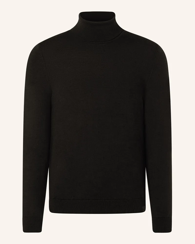 Maerz Rollkragenpullover aus Merinowolle Schwarz