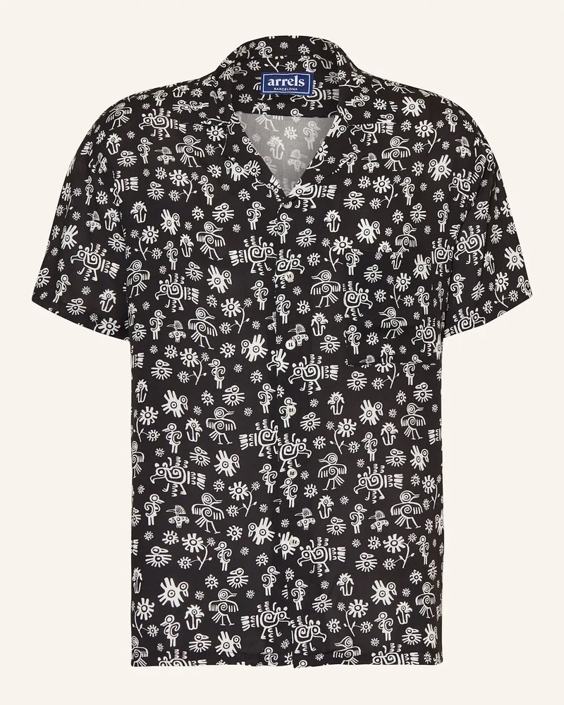 Arrels Barcelona Resorthemd Black Mexican Birds × Marion Deuchars Comfort Fit schwarz Schwarz