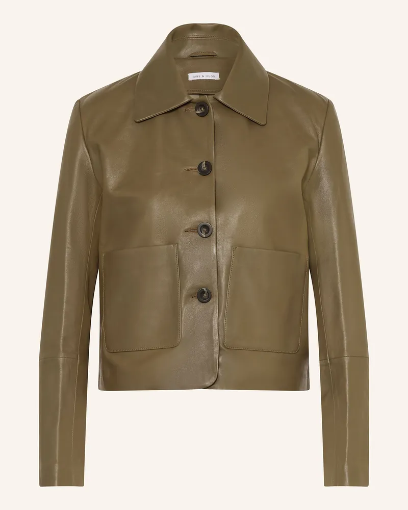 Mrs & HUGS Lederjacke Khaki
