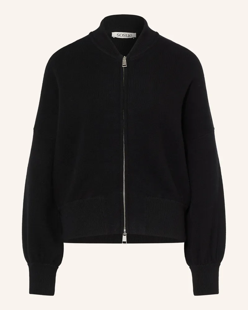 SoSUE Strickjacke schwarz Schwarz