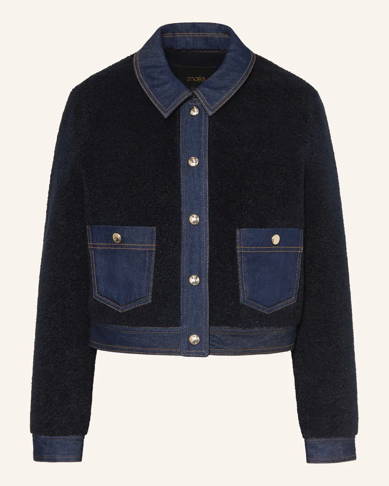 Maje Kunstfell-Jacke Im Materialmix blau Dunkelblau