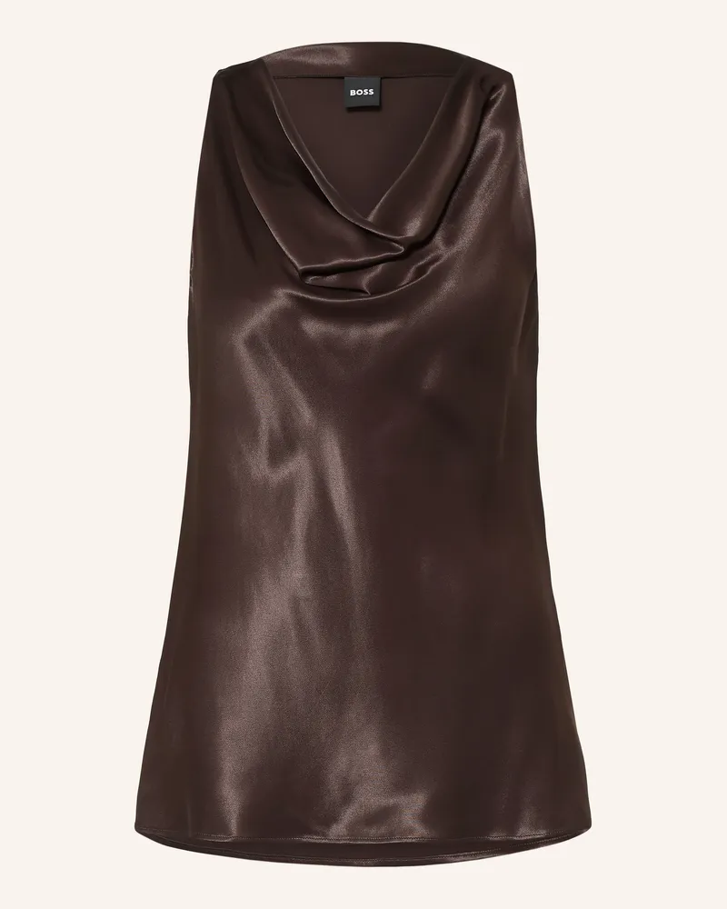 HUGO BOSS Blusentop Bouana Aus Satin braun Dunkelbraun
