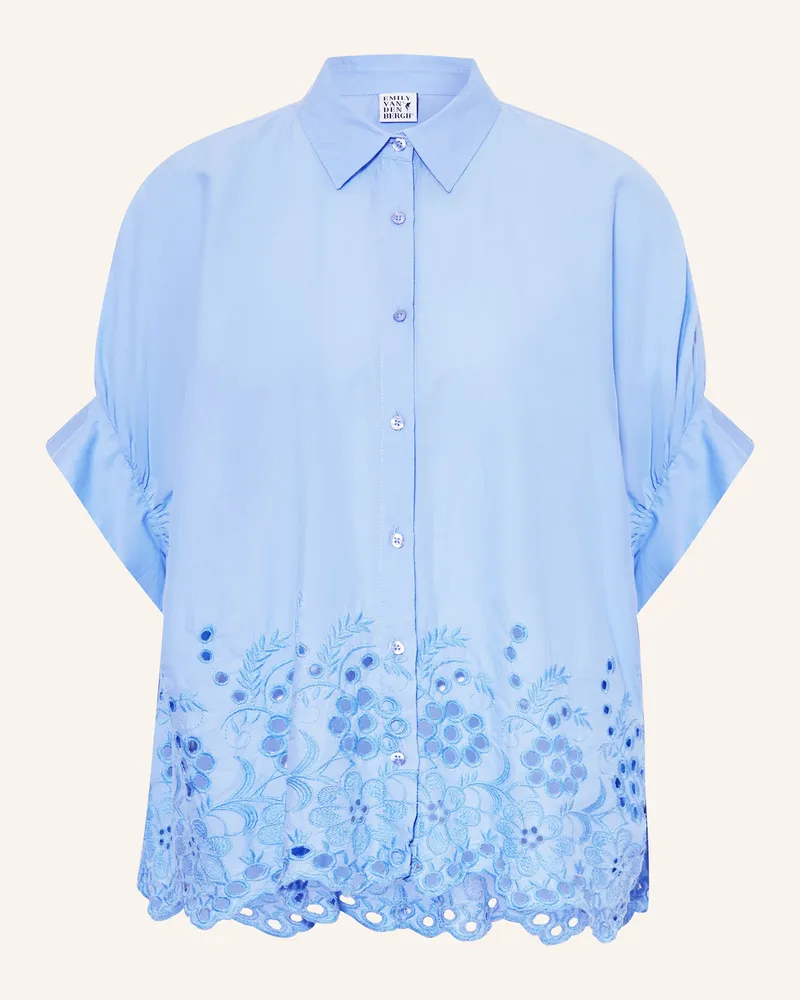 Emily van den Bergh Hemdbluse Mit Lochspitze blau Hellblau