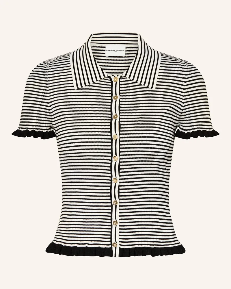 Claudie Pierlot Strickbluse mit Rüschen Schwarz