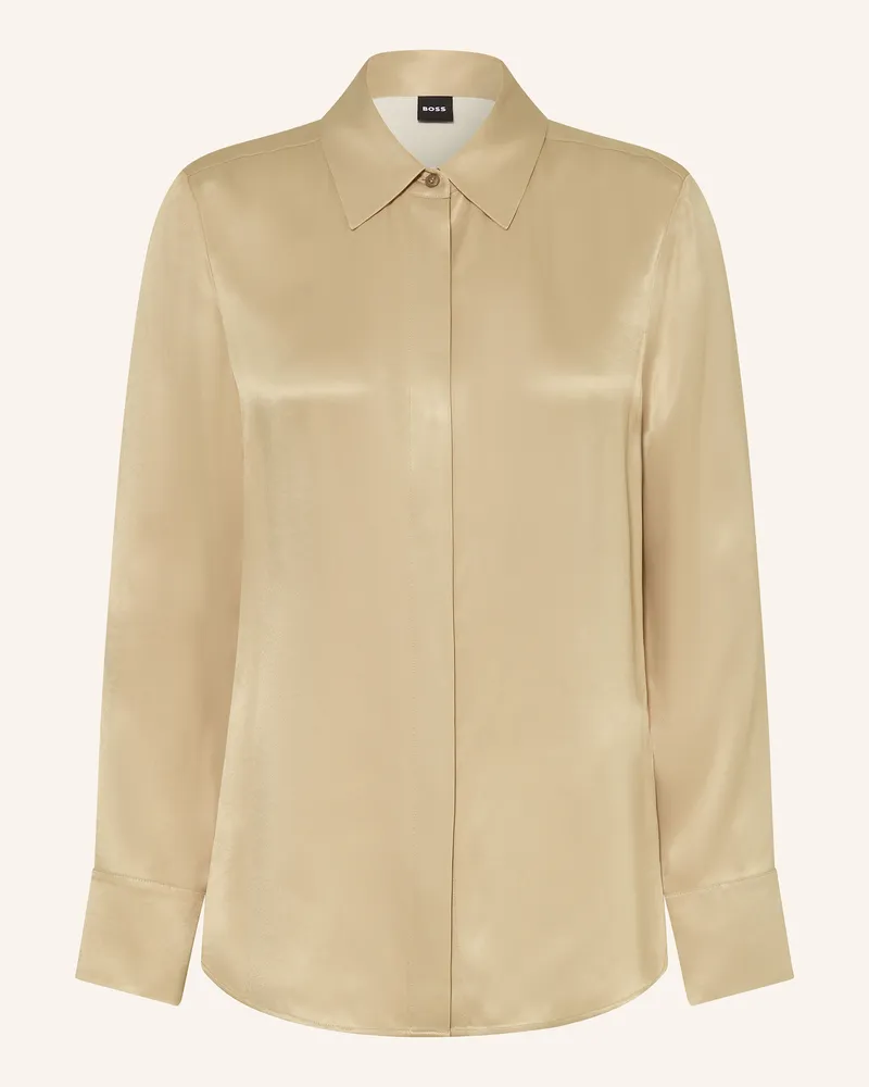 HUGO BOSS Hemdbluse BERUTA1 aus Satin Beige