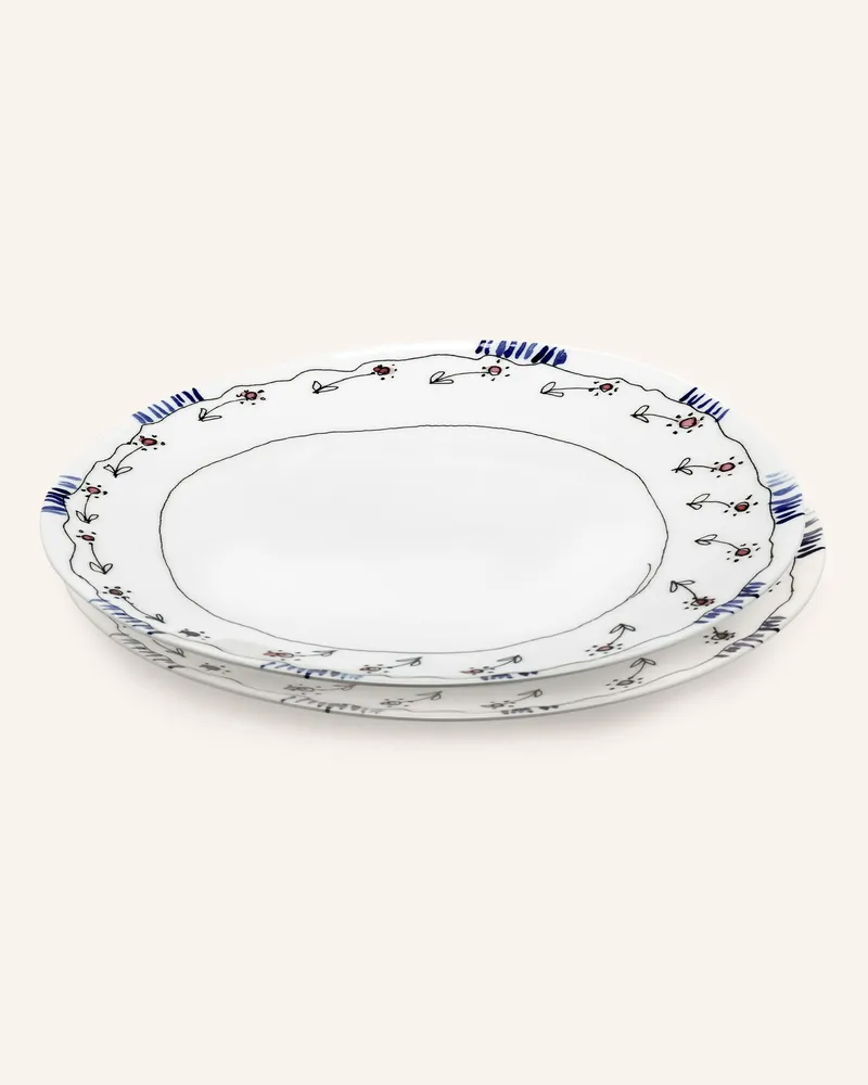 Serax 2er-Set Speiseteller MIDNIGHT FLOWERS ANEMONE L Weiss