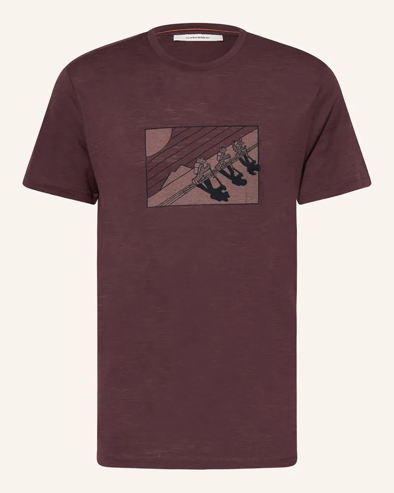 Icebreaker T-Shirt aus Merinowolle Dunkelrot