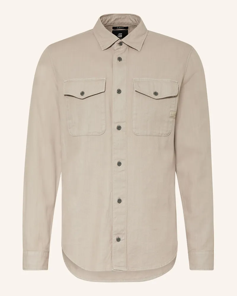 G-STAR RAW Hemd Slim Fit Beige