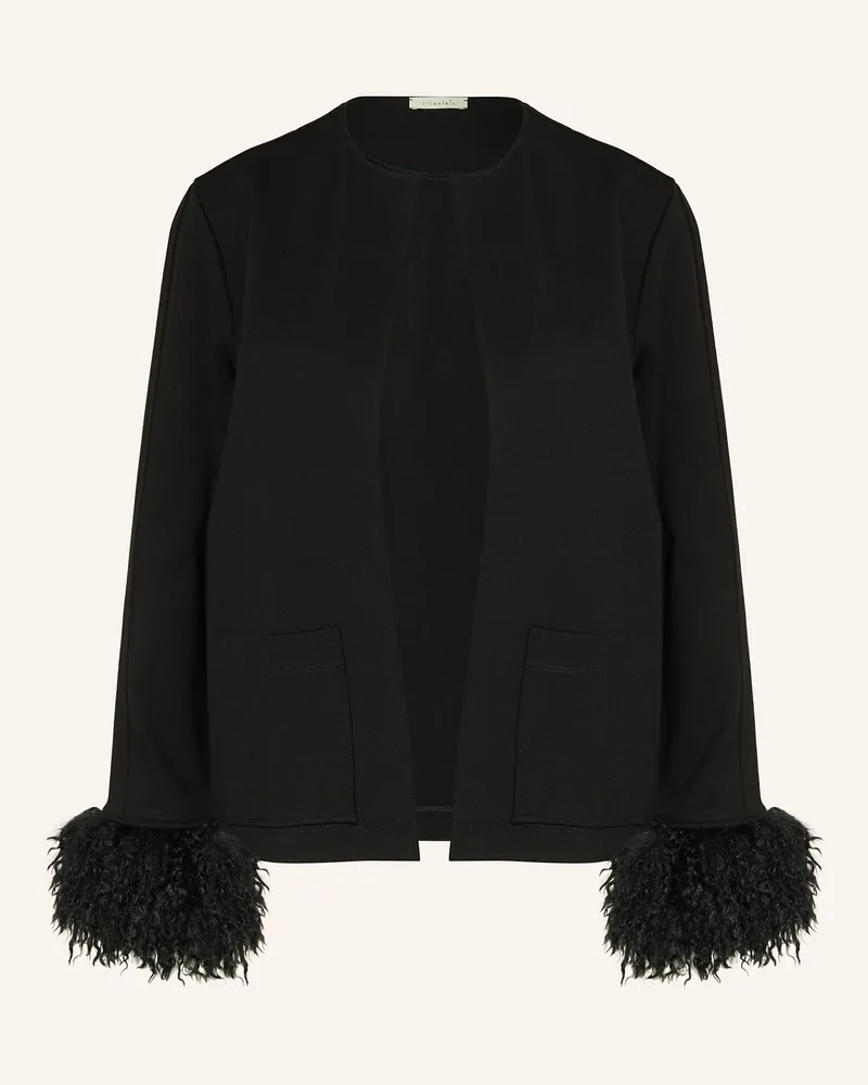 lilienfels Jerseyblazer mit Kunstfell Schwarz