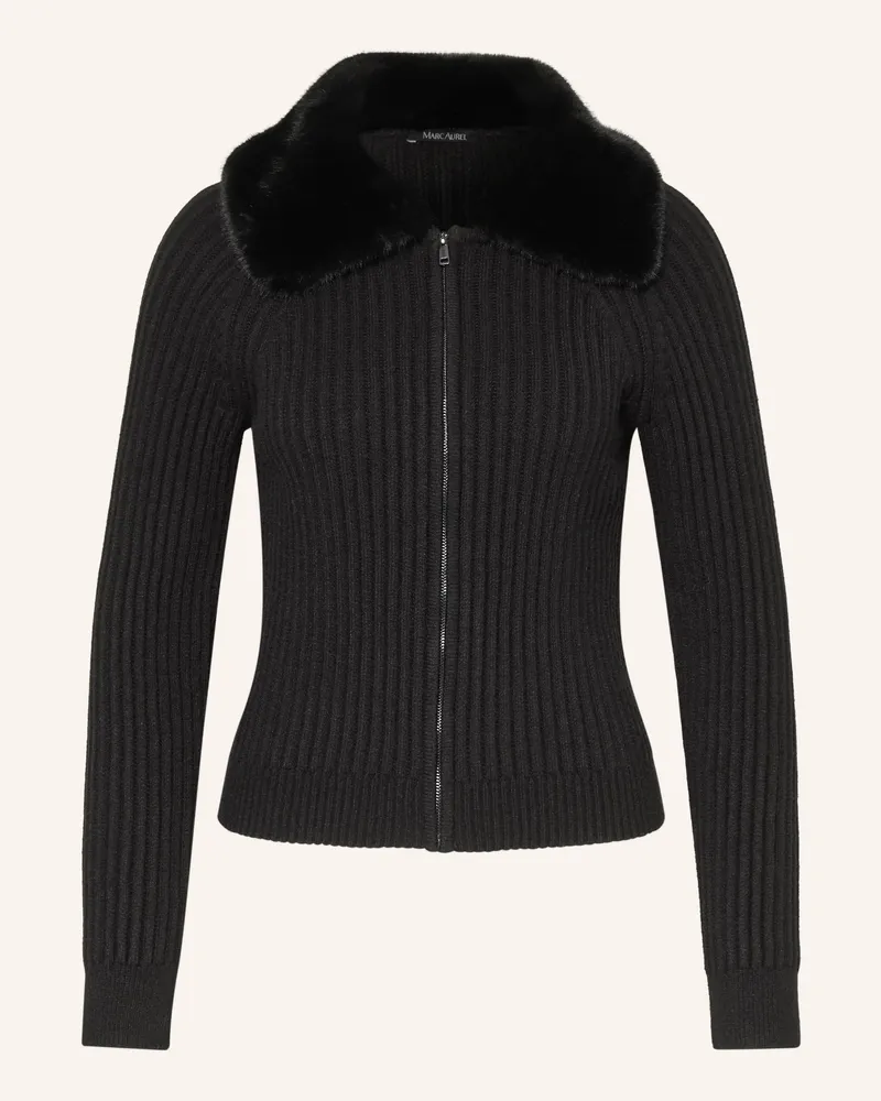MARC AUREL Strickjacke Mit Abnehmbarem Kunstfell schwarz Schwarz