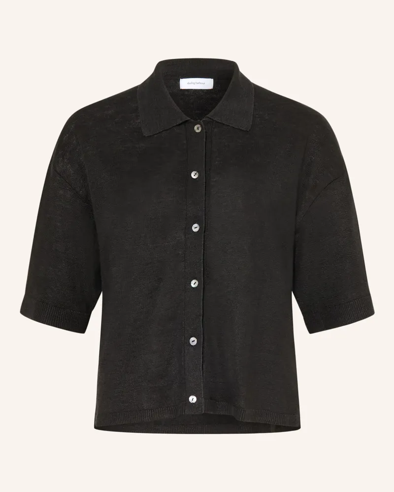 Darling Harbour Strickjacke Aus Leinen schwarz Black