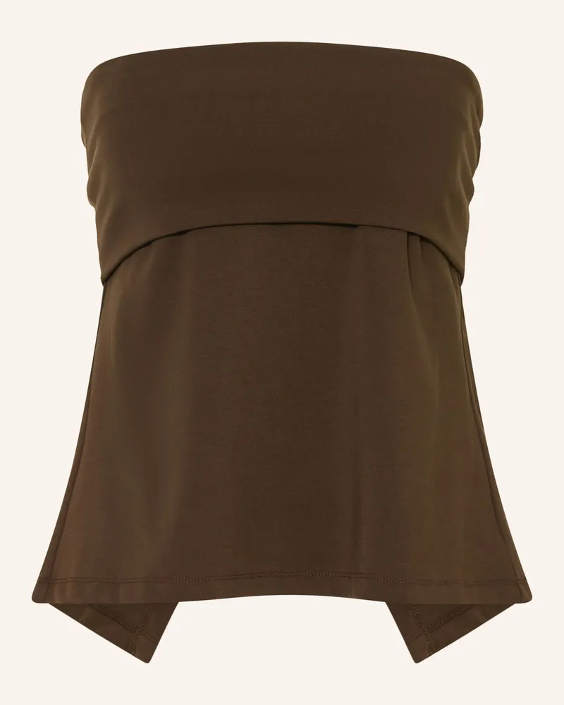 Closed Off-Shoulder-Top braun Dunkelbraun
