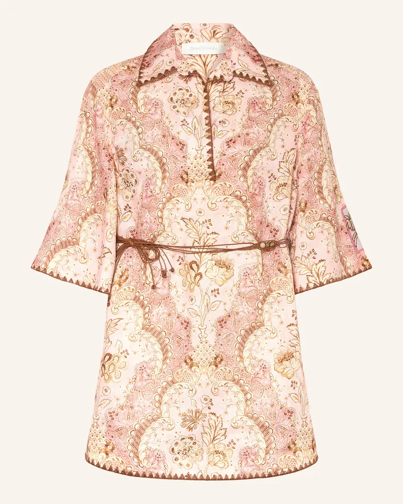 Zimmermann Strandkleid Daylight Aus Leinen Mit 3/4-Arm rosa Rosé