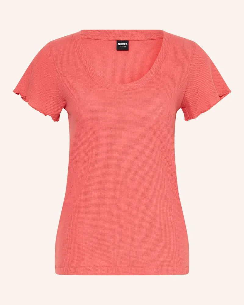 HUGO BOSS Schlafshirt Cosy Waffle orange Dunkelorange