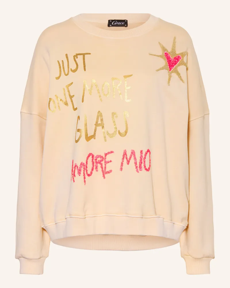 Grace Sweatshirt Amore Mit Pailletten weiss Creme