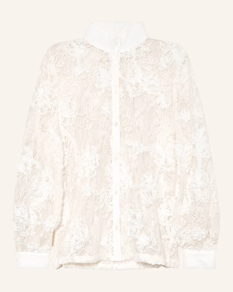 Milano Italy Spitzenbluse Mit Pailletten weiss Weiss