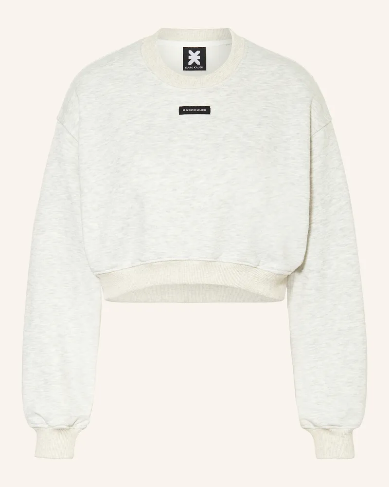 Karo Kauer Cropped-Sweatshirt Hellgrau