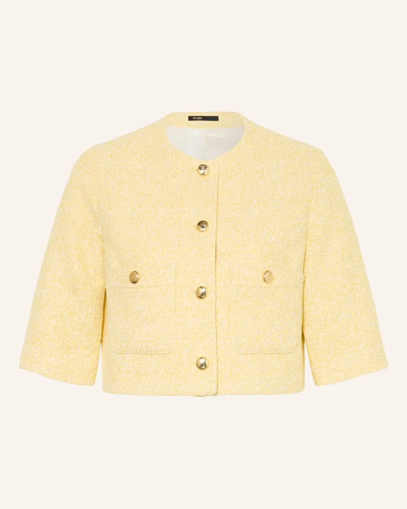Maje Kastenjacke aus Bouclé mit Glitzergarn Gelb