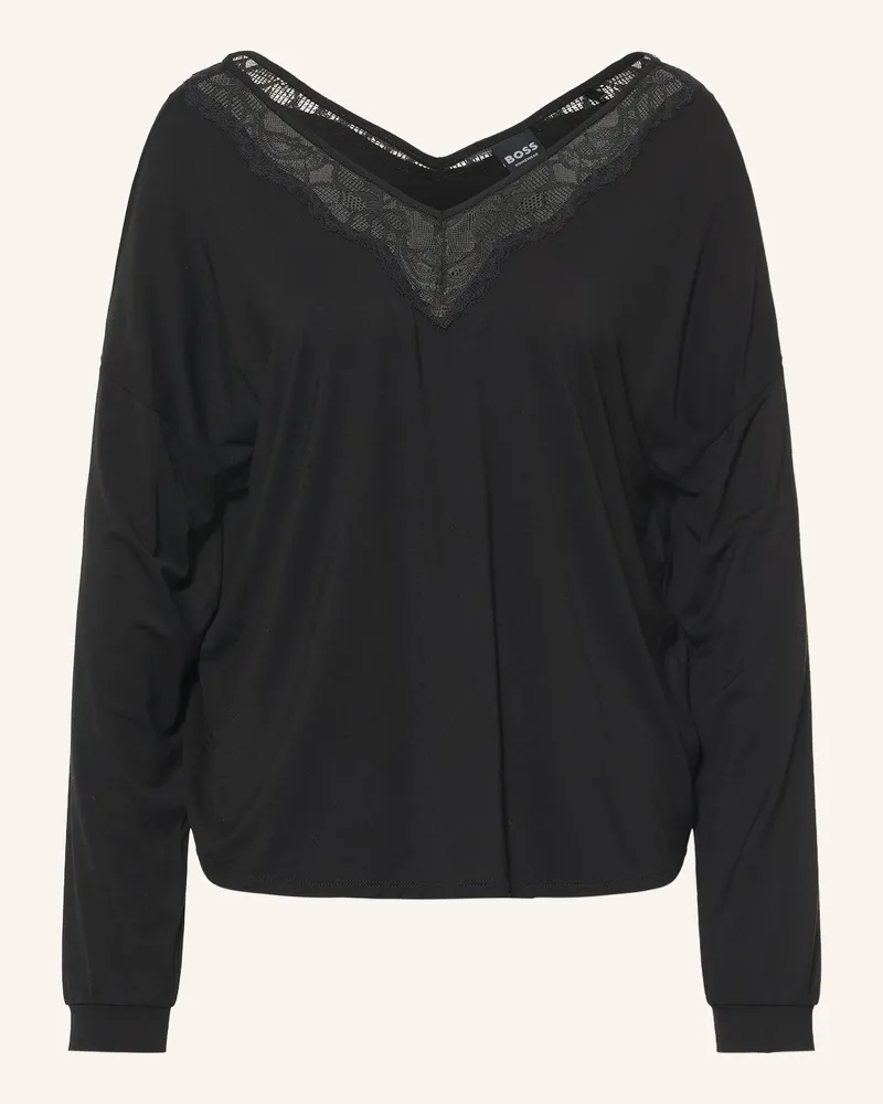 HUGO BOSS Schlafshirt Blossom Mit Spitze schwarz Schwarz