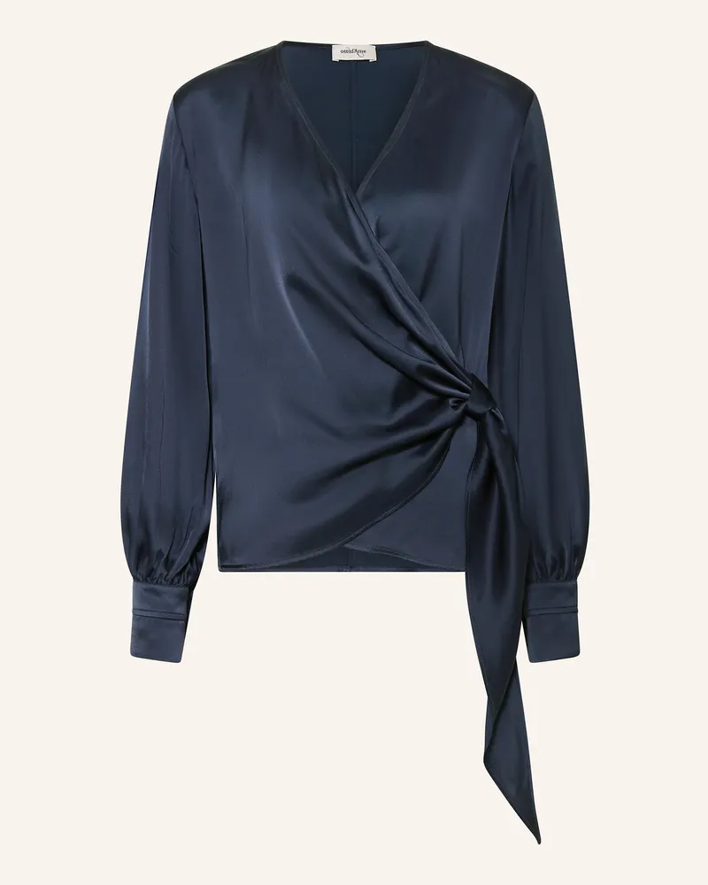 ottod’Ame Wickelbluse aus Satin Dunkelblau