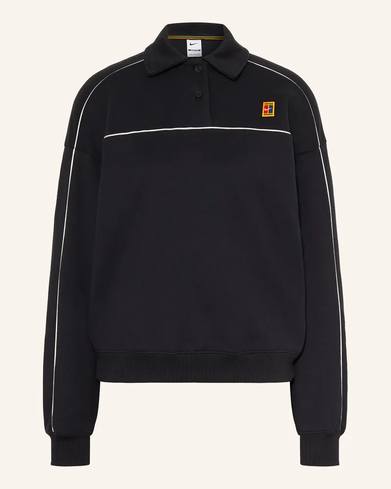 Nike Sweat-Poloshirt Court Collection schwarz Schwarz