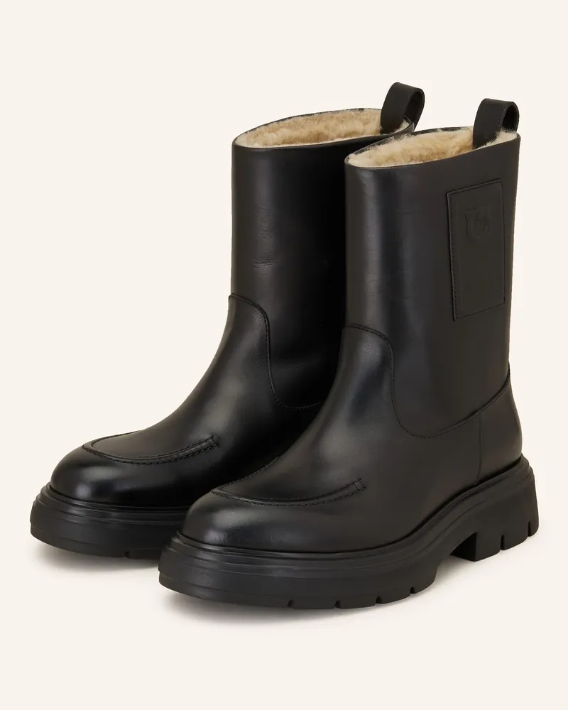 Ferragamo Plateau-Boots Schwarz