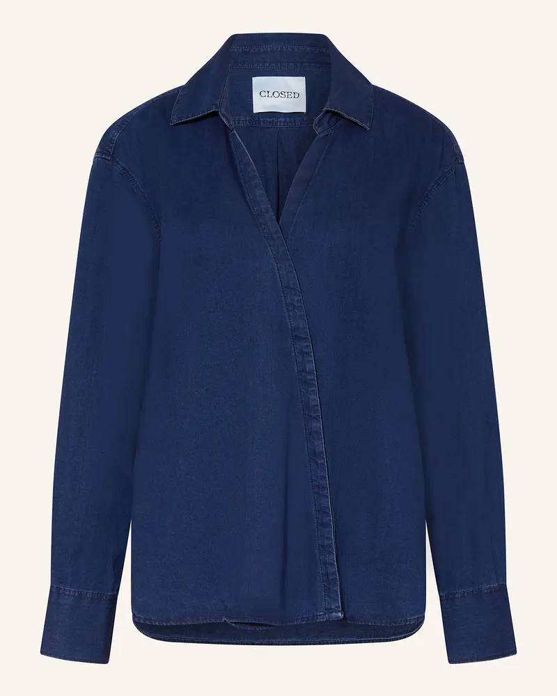 Closed Hemdbluse in Jeansoptik Dunkelblau
