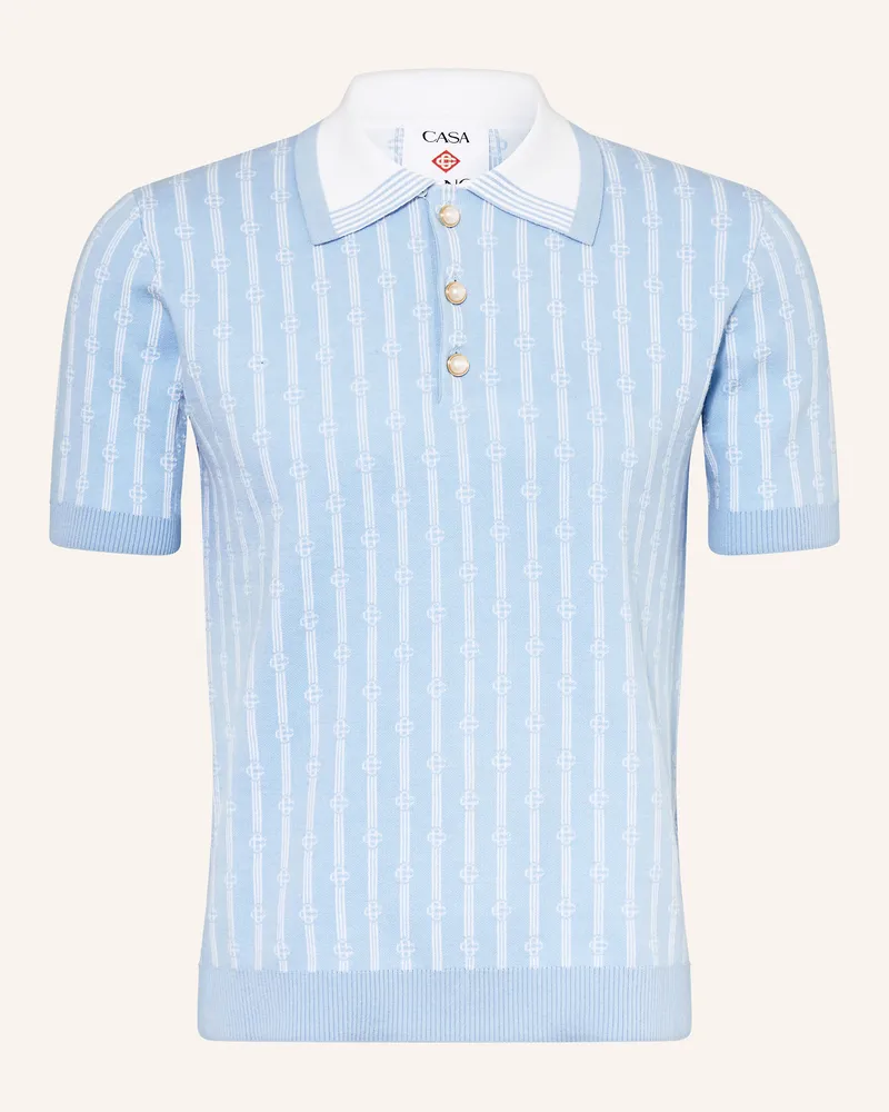 Casablanca Paris Strick-Poloshirt blau Hellblau