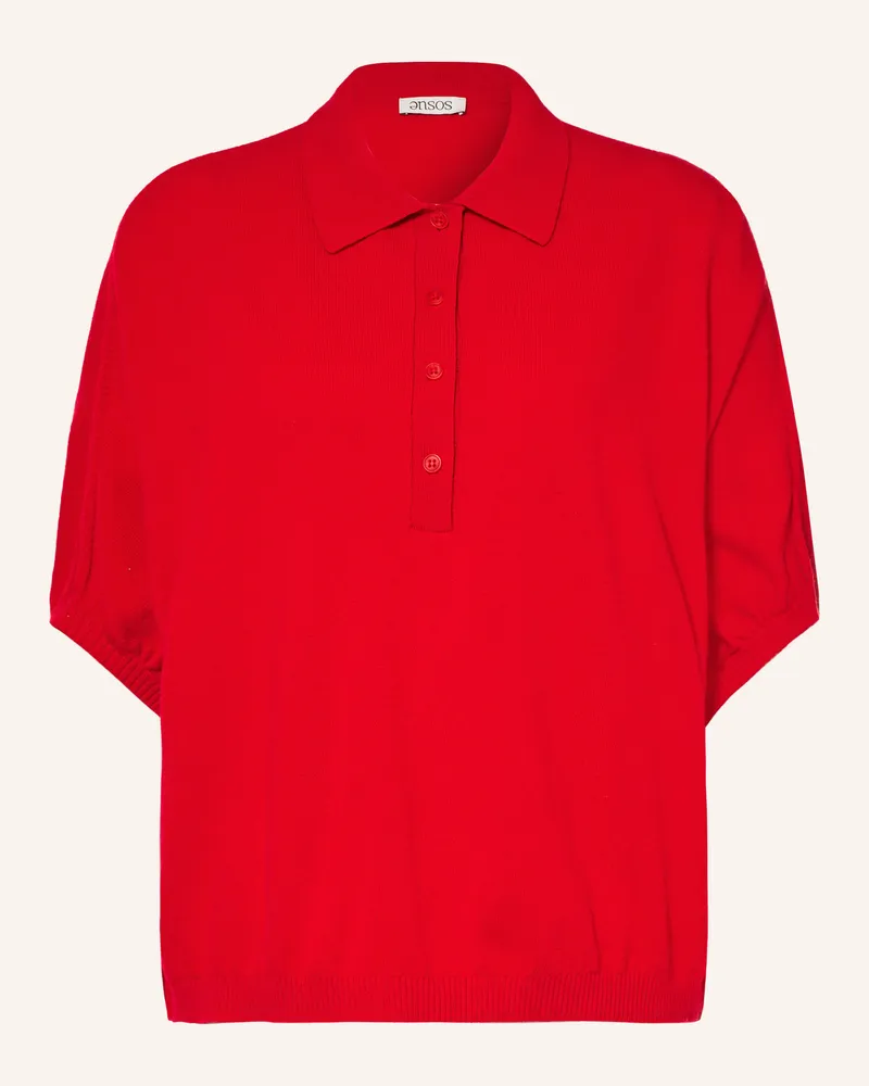 SoSUE Strick-Poloshirt Mit Merinowolle rot Rot
