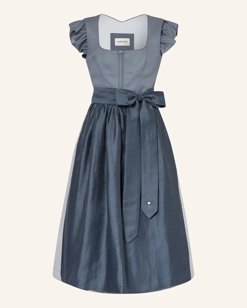 AlpenHERZ Dirndl Marie Mit Leinen Und Rüschen blau Blau