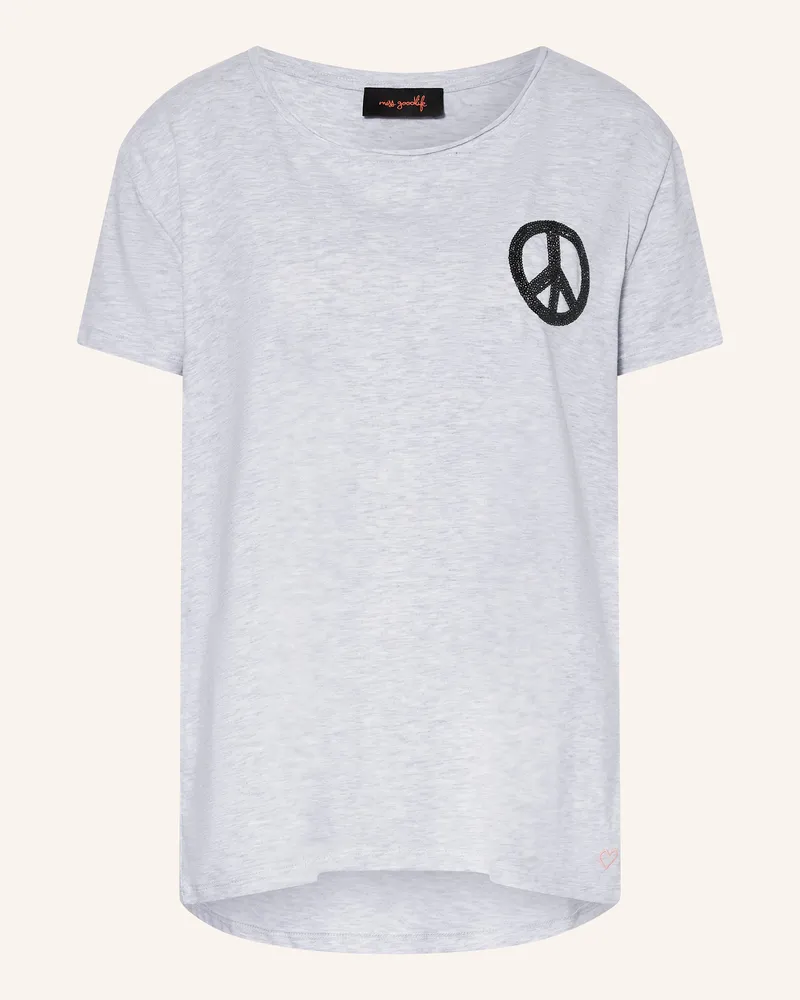 Miss Goodlife T-Shirt mit Pailletten Hellgrau