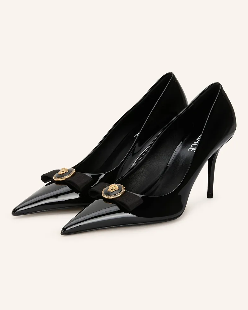Versace Lack-Pumps Schwarz