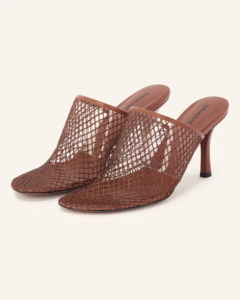 Lola Cruz Mules mit Schmucksteinen Altrosa