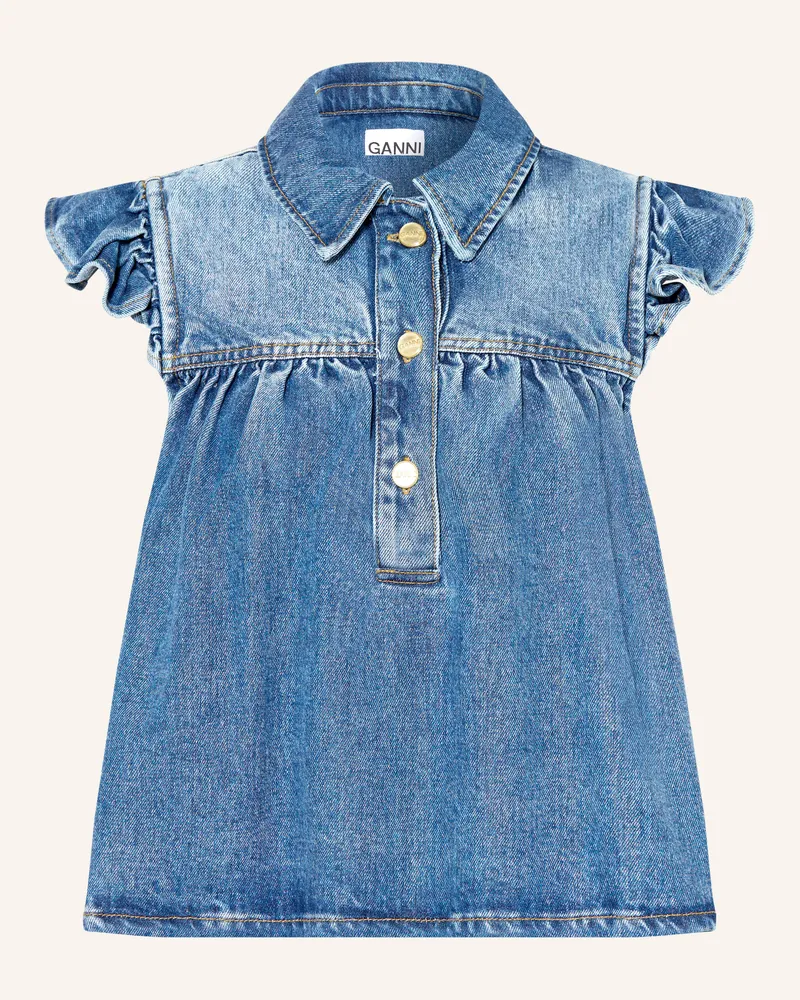 Ganni Jeanstop mit Rüschen Blau