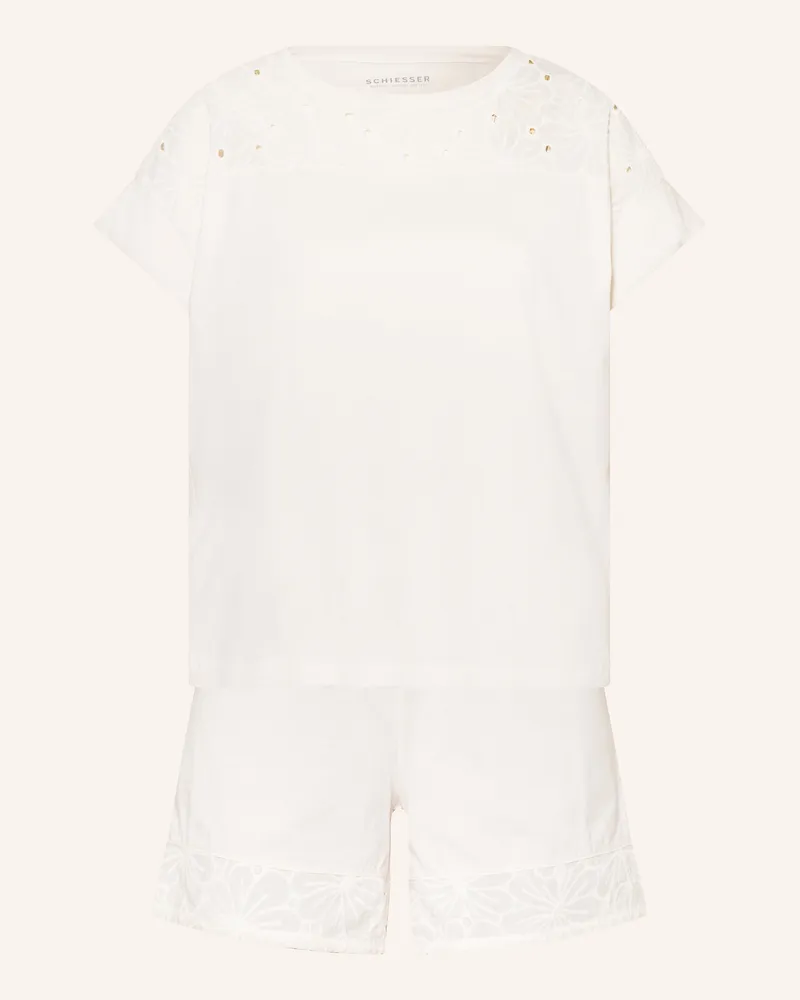 Schiesser Shorty-Schlafanzug Casual Nightwear weiss Weiss
