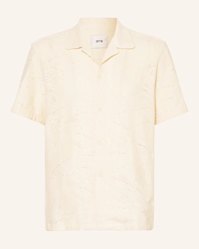 Arte Antwerp Strickhemd Crochet Comfort Fit weiss Creme