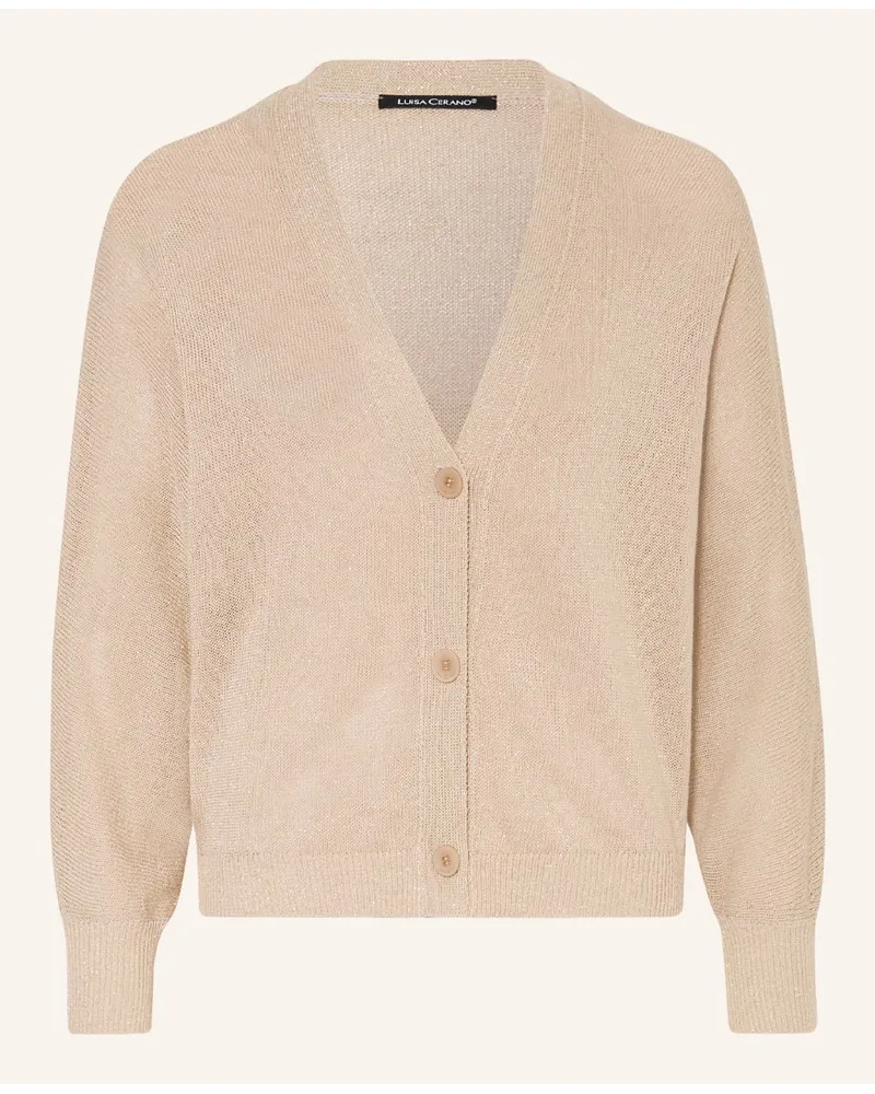 Luisa Cerano Strickjacke mit Glitzergarn Beige