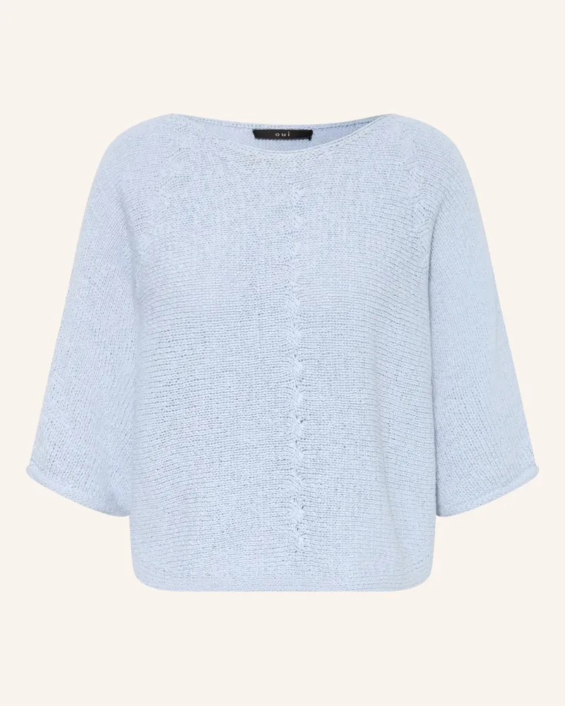 Oui  Strickshirt Mit 3/4-Arm blau Hellblau