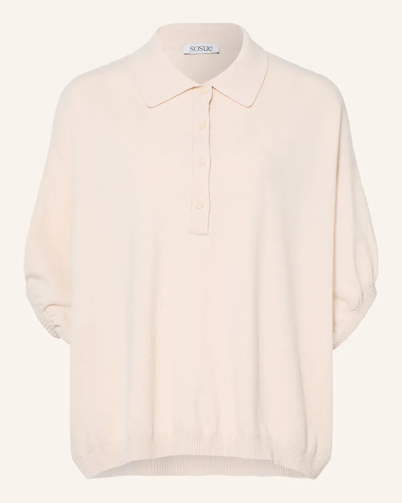 SoSUE Strick-Poloshirt Mit Merinowolle beige Creme