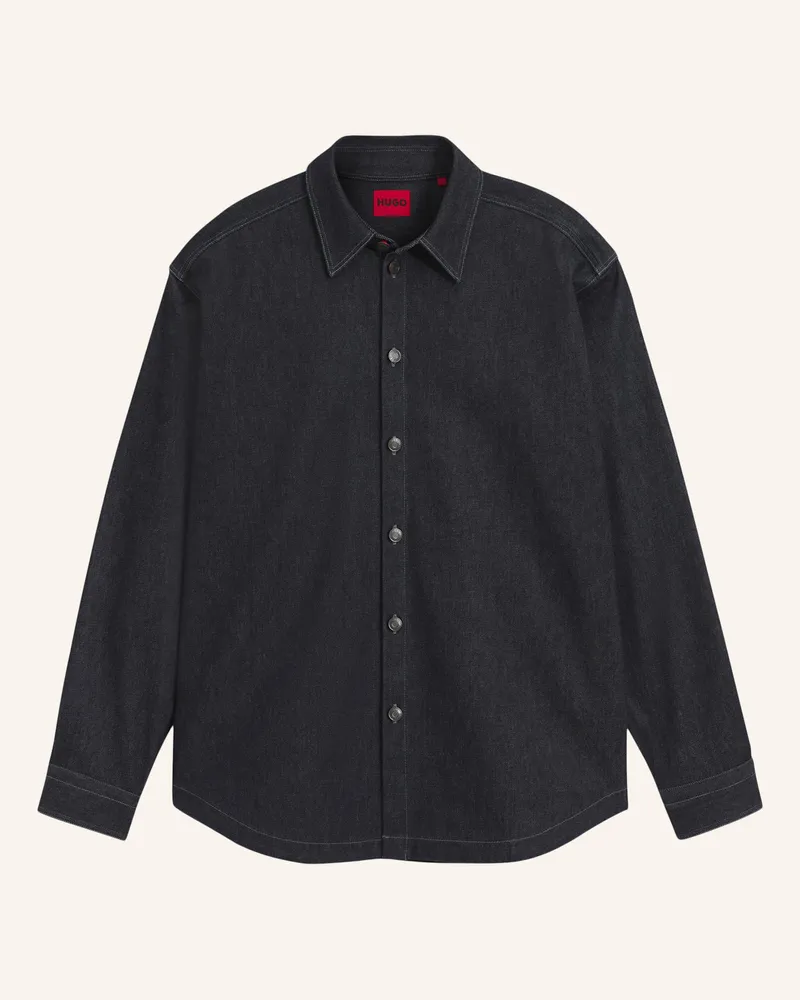 HUGO BOSS Business Hemd Emikol Oversize Fit blau Dunkelblau