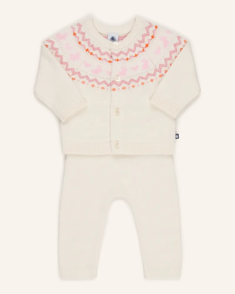 Petit Bateau Set: Strickjacke Und Strickhose weiss Creme