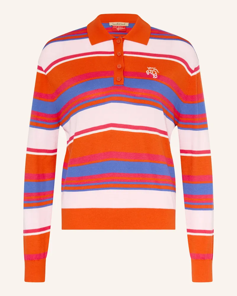 Smith & Soul Strick-Poloshirt orange Rot