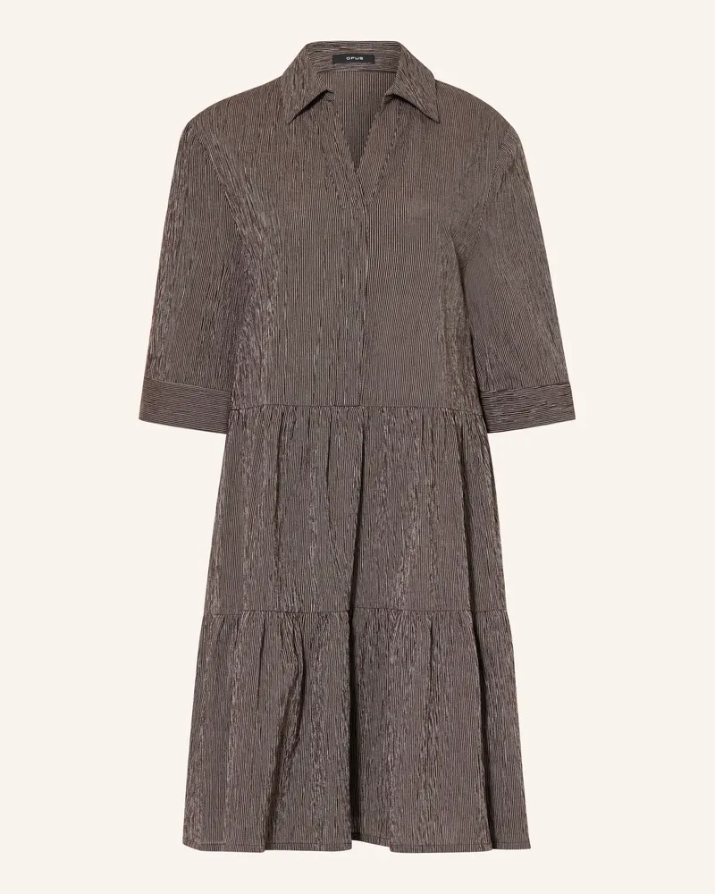 OPUS Hemdblusenkleid Wotilli Mit 3/4-Arm braun Dunkelbraun