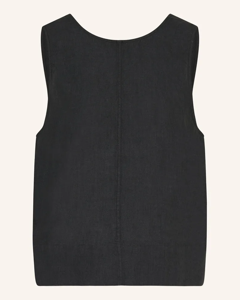 Selected Blusentop Aus Leinen schwarz Schwarz