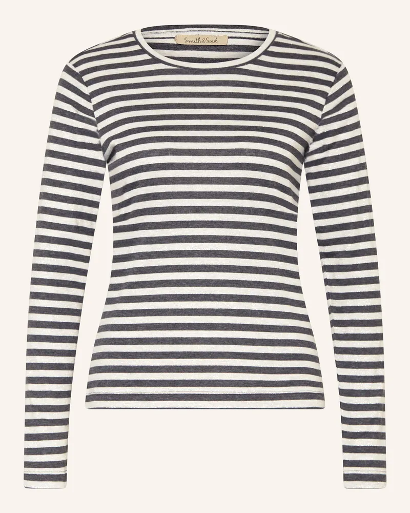 Smith & Soul Longsleeve mit Glitzergarn Dunkelgrau