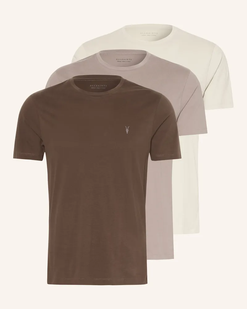 AllSaints 3er-Pack T-Shirts Brace Ss grau Dunkelbraun